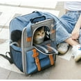 thumbnail image 4 of Pet Carrier Backpack, Cat Small Dog Backpack Carrier for Traveling Hiking Outdoor with Ventilated Mesh Straps Premium Oxford Cloth Leather Buckle(Blue) HP001, 4 of 7