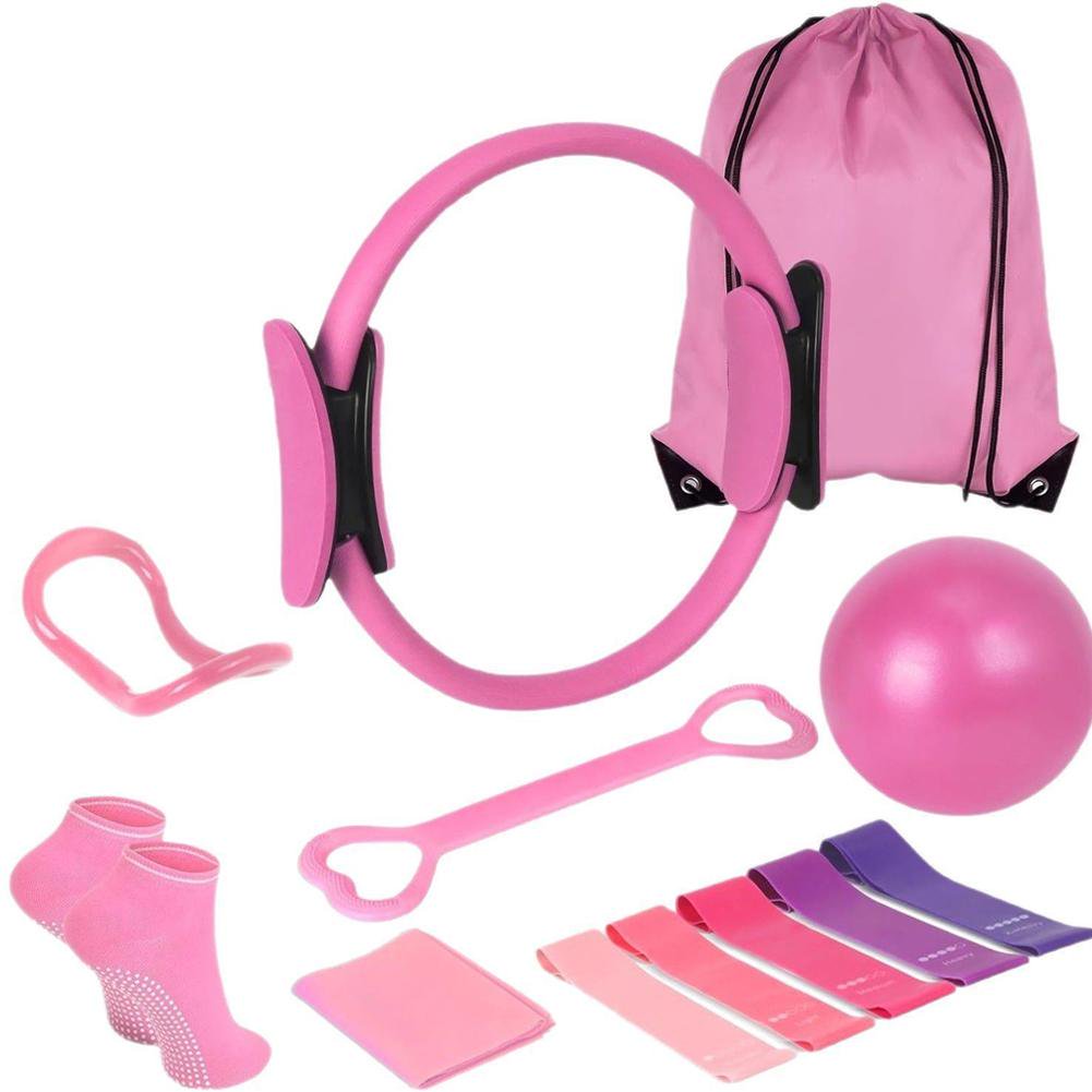 WarmFuPalace Pilates Ring Resistance Set, 13-Piece Yoga Resistance Circle Kit for Leg Arm Core Training, Portable Home Gym Pilates Equipment for Women Men Beginners