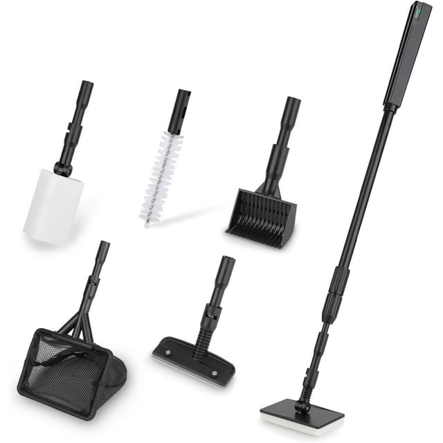 Multipurpose Aquarium Cleaning Tools Telescopic Long Handle Cleaning Tool Kit Clean Tool Heads for Glass Fish Tank ( Clean Heads)
