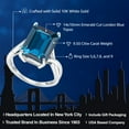 thumbnail image 2 of Gem Stone King 10K White Gold London Blue Topaz Engagement Ring for Women | 9.50 Cttw | Emerald Cut 14X10MM | Gemstone November Birthstone | Size 9, 2 of 6