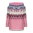 thumbnail image 6 of Womens Oversized Sweater Hoodie Western Ethnic Print Knit Pullover Loose Winter Tops Pocket Casual Boho Sweaters (M, Pink 01), 6 of 7