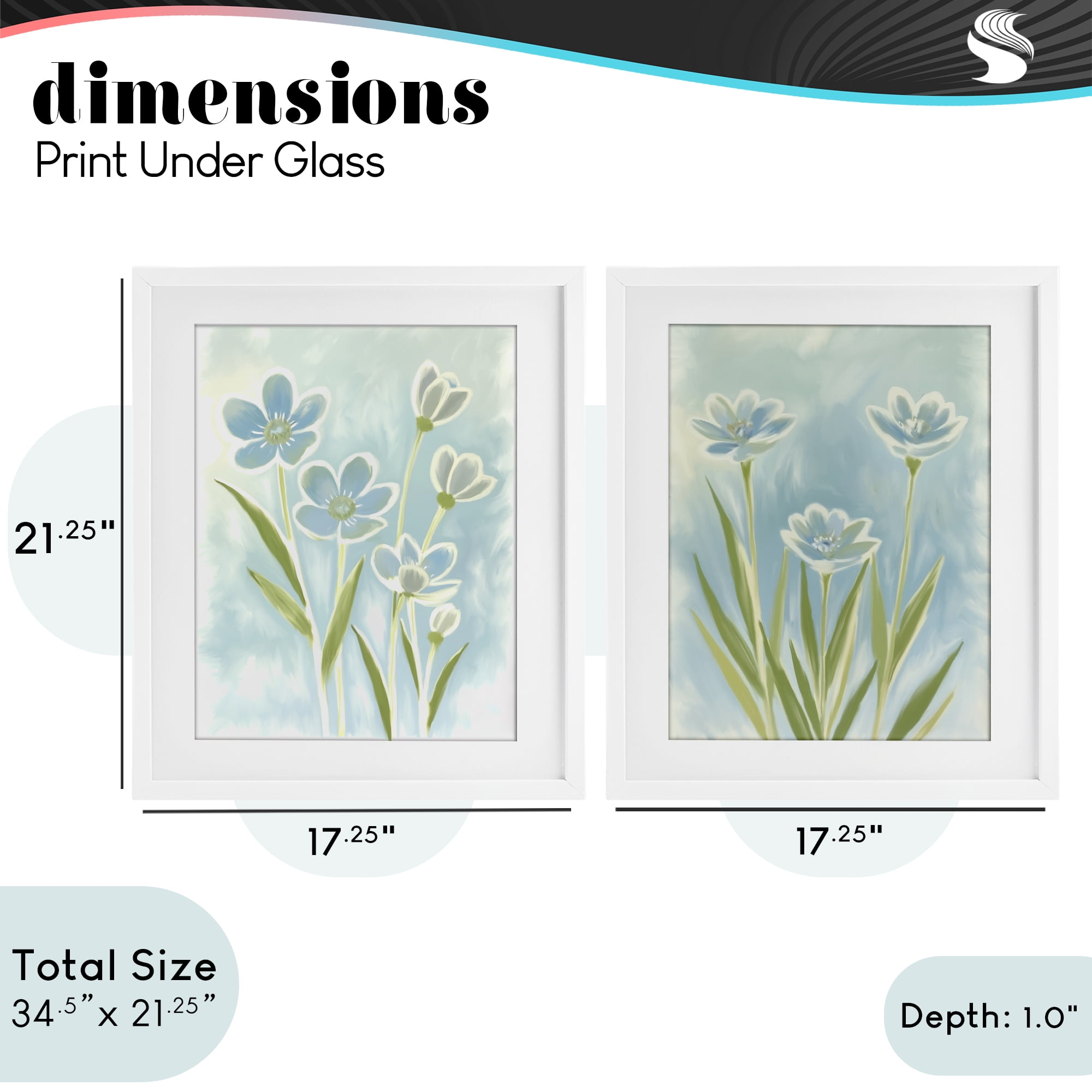Stupell Industries Contoured Blue Petals 2 Piece White Framed Print Under Glass Set, design by Kim Allen
