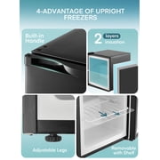 1.1 Cu Ft Mini Upright Freezer, Compact Countertop Freezer, 7-Level Thermostat, Quiet Operation, Reversible Door