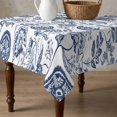 thumbnail image 4 of Boho Blue Floral Table Cloth Waterproof Tablecloths, Vintage Farmhouse Paisley Plant Leaf Tablecloth Dining Table Cover for Kitchen Party Tabletop Outdoor, Square Tablecloth 54x54 Inch, 4 of 9