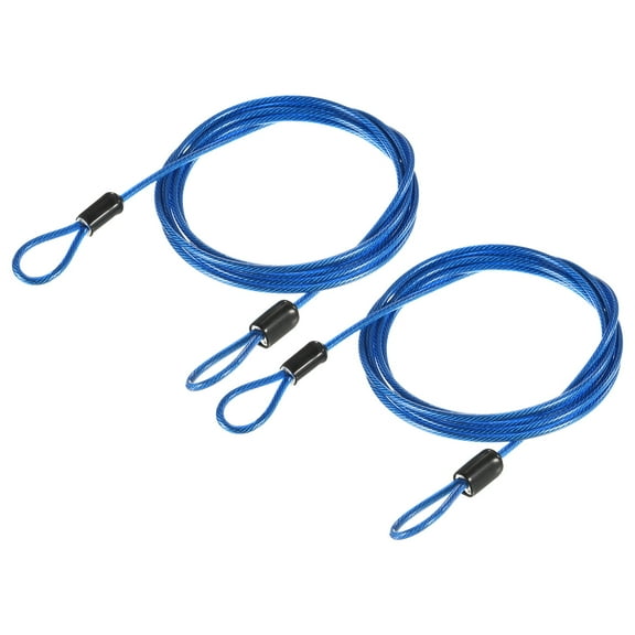 Uxcell Security Steel Cable Lock Safety Cable Flexible Wire Rope Luggage Lock 5feet 2.5mm Vinyl Coated Braided Steel Blue Pack of 2