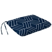 Mainstays Brand 15.5" x 17" Navy Geometric Outdoor Seat Pad with Ties