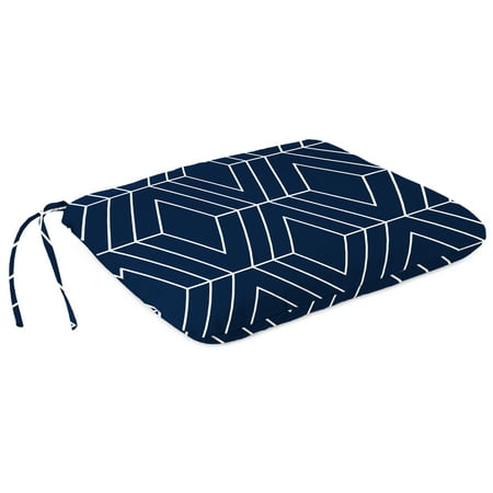 Mainstays Brand 15.5" x 17" Navy Geometric Outdoor Seat Pad with Ties