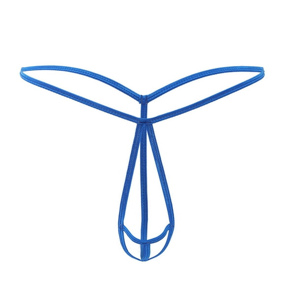 HUPOM Mens Underwear Boxer Briefs Male Thongs Low waist Drop Waist Solid Thong Blue One Size