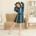 thumbnail image 3 of FORMRS Niños Bathrobe Unisex Hooded Robe Soft Plush Pajamas Sleepwear, Size 10-12T, Blue Tree, 3 of 7
