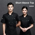 thumbnail image 3 of sunsanly Unisex Chef Shirt Kitchen Double-breasted Short Sleeve Stand Collar Soft Chest Pocket Breathable Stain-resistant Loose Kitchen Bakery Restaurant Canteen Waiter Top Cook Uniform, 3 of 8