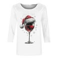 thumbnail image 3 of Camisetas de Manga Larga de las Mujeres Impresión de Navidad Cuello Redondo 3/4 Manga Suéter Superior, Moda Informal para Fiesta de Vacaciones Y Uso Diario, 3 of 7