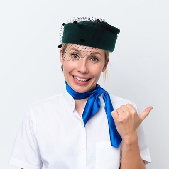 OFFIGAM Stylish Flight Attendant Hat for Women Featuring Bow and Veil, Perfect for Tea Parties and Wedding Events