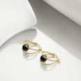 thumbnail image 4 of Pearl Earrings for Women Hoop Earrings with Pearls Ocean Wave Earrings for Women Gifts (black pearl earrings), 4 of 6