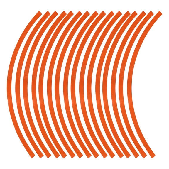 16 Pcs Wheel Rim Stickers Arc-Shape Car Wheel Rim Tapes Decoration Stickers for 17"-19" Rim Orange PET