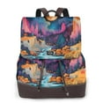 thumbnail image 1 of Xecao Fantasy Cosmic Landscape Pattern Women's Leather Backpack for School, Work, Travel - Stylish PU Leather, Spacious Design, Zipper Closure, 1 of 4