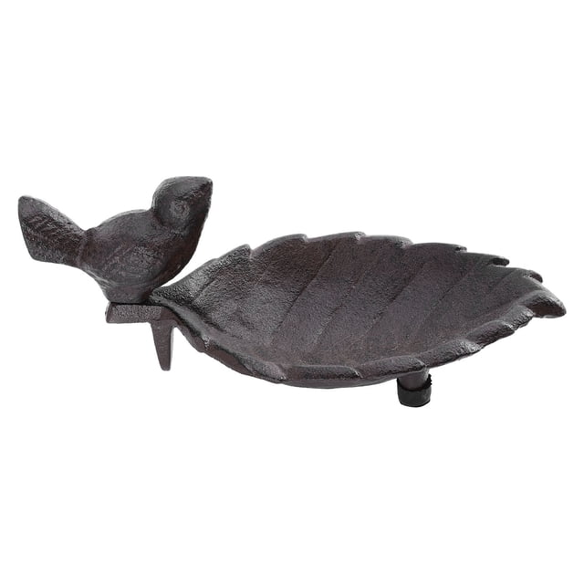 1 comedero para pájaros de hierro fundido, cuenco decorativo para jardín, bandeja de almacenamiento de hojas de hierro para pájaros.