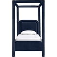 thumbnail image 2 of Bowery Hill Contemporary Navy Velvet Upholstered Twin Canopy Bed, 2 of 11