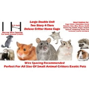 LARGE Dexlue Full Double Unit Two Story Small Animal Critter Rolling Cage Ferret Habitat Mouse Rat Gerbil Home Guinea Pig House Tight 1/2-inch Wire Spacing Chinchilla Sugar Glider Hedgehog