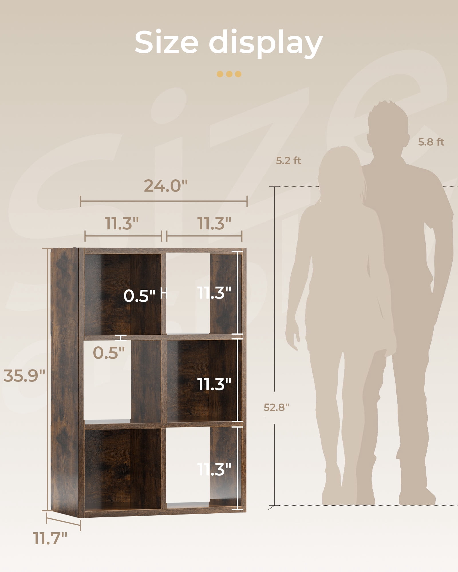 LUCKLIFE 6  Cube Storage Organizer with Open Back and Removable Back Panels, Brown