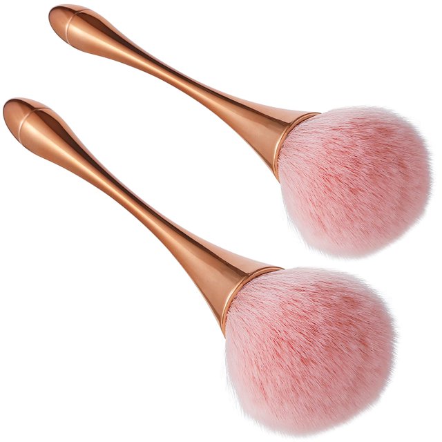 Brocha para polvo mineral súper grande, bronceadora, brocha de maquillaje Kabuki, brocha suave y esponjosa para base, brocha profesional para polvo y colorete para maquillaje diario (color de grado, 2