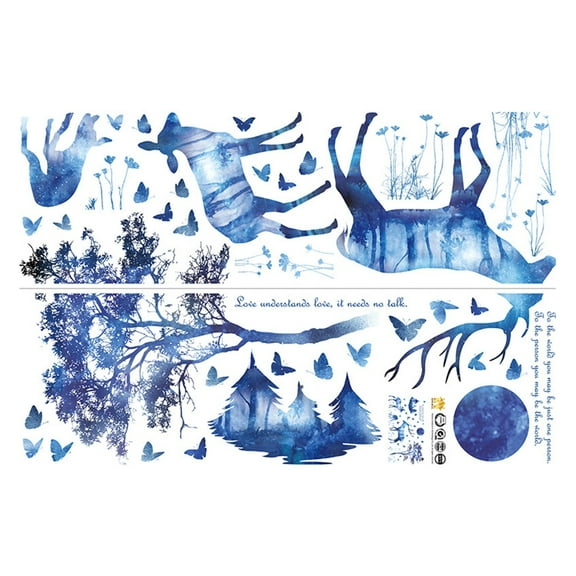 ABODELINE Christmas Window Clings 2 Sheets, Winter Wonderland Snow Deer Elk Stickers Decals Decor, Xmas Tree Snowflakes Reindeer Holiday Home Kitchen Decorations