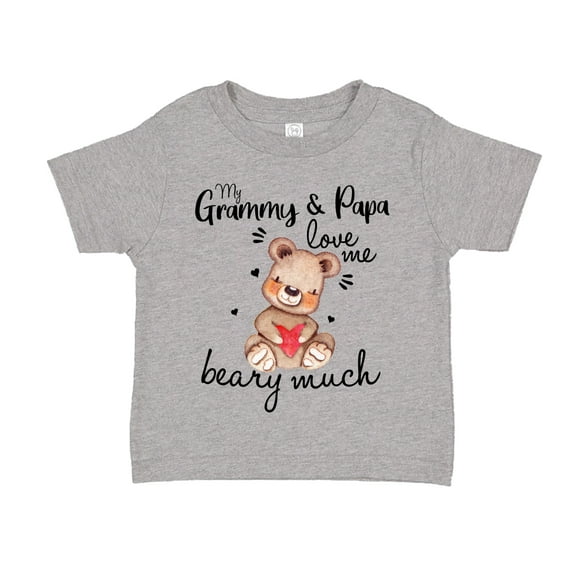 My Grammy and Papa Love Me Beary Much Toddler T-Shirt 2T Athletic Heather