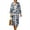 Blue Palm Tree, variant on Vacation Dress Women's 3/4 Sleeve Wrap V-Neck Boho Midi Tunic with Linen-Like Texture, Loose Beach Dress, Lightweight & Packable, Size 3XL, Elegant Floral Black