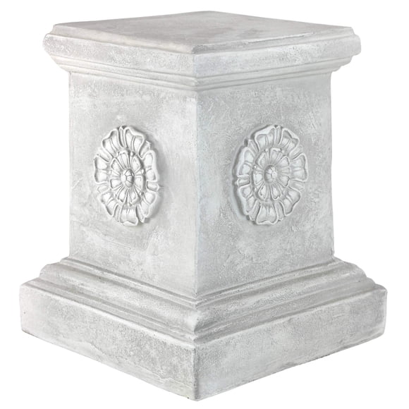 Design Toscano Base de Rosette Sculpturale de Jardin, Grand 33 cm, Polyrésine, Pierre Antique