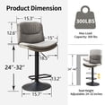 thumbnail image 2 of FIRAVOE Swivel Bar Stools Set of 2, Double-Layer Upholstered Counter Height Bar Stools with Back, PU Leather Height Adjustable Barstools for Kitchen Island, Gray, 2 of 9