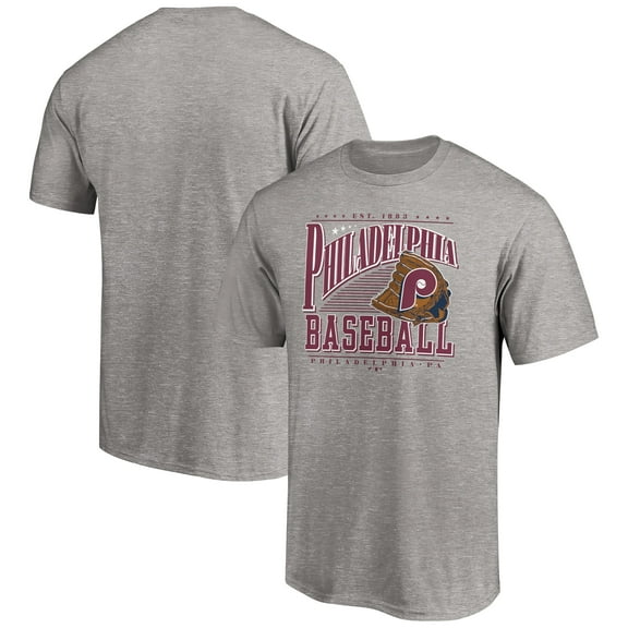 Men's Heather Gray Philadelphia Phillies Cooperstown Collection Winning Time T-Shirt