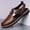 Brown, variant on Men's Croc Pattern Closed Toe Leather Sandals Adjustable Velcro Back Strap Shoes
