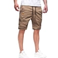 thumbnail image 2 of Mens Casual Cotton Shorts Drawstring Elastic Waist Summer Golf Pants Stretch Twill Beach Chino Shorts Khaki M, 2 of 7