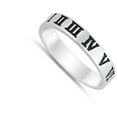 thumbnail image 4 of Roman Numeral Time Wedding Clock Ring .925 Sterling Silver Band Jewelry Female Male Unisex Size 10, 4 of 4