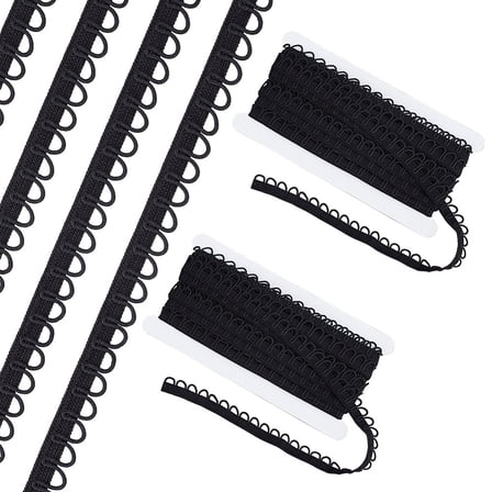 2Cards 21.87 Yards/20m Black Petite Braid Trim Elastic Button Loop Sewing Trim Embellishment Bridal Button Loops for Costume Crafts Sewing Wedding Bridal Dress Pillows Home Curtain