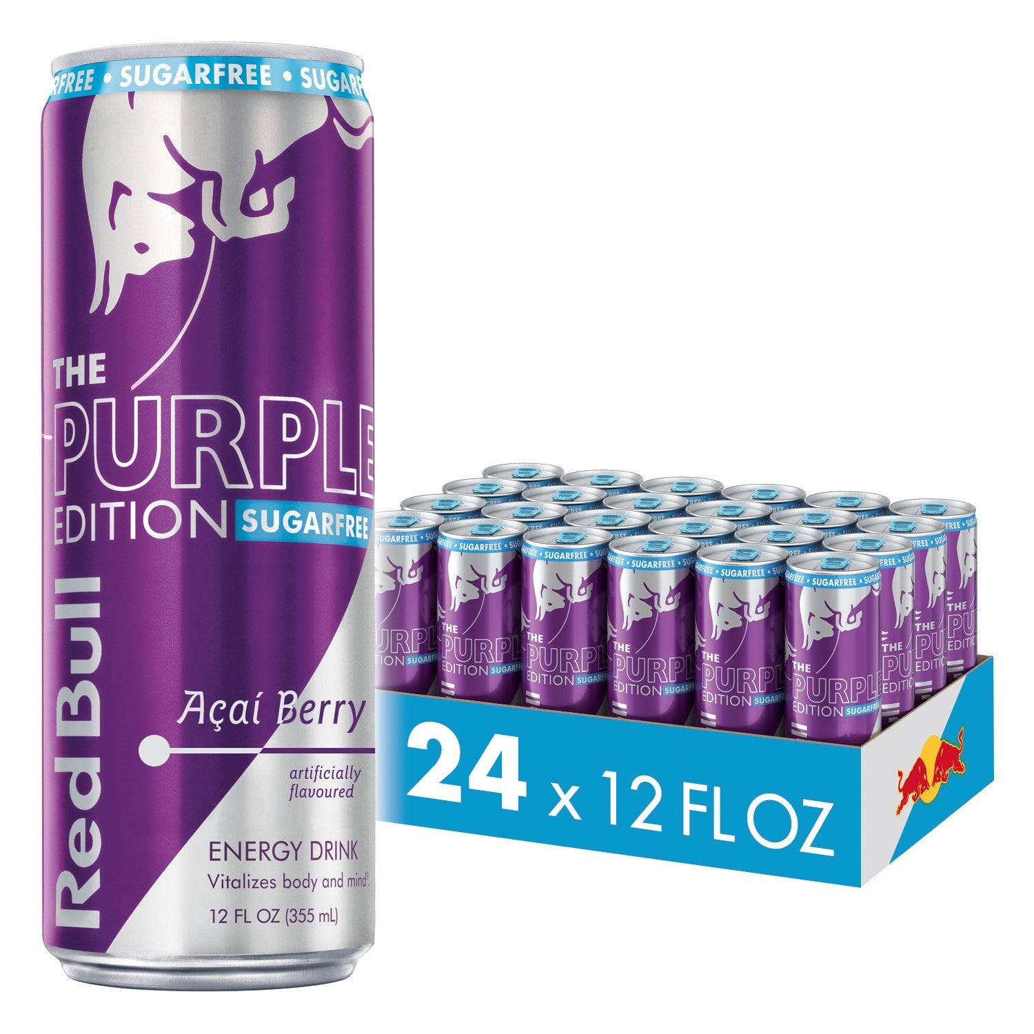  24 Cans Red Bull Energy Drink Sugar Free Acai Berry 12 Fl Oz