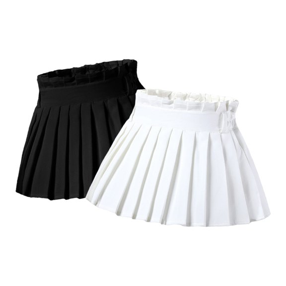 Shadoumai Uniform Skirt for Girls,Girls' School Uniform Pleated Pull-On Scooter Skirt With Undershorts, Knit Waistband & Functional Pockets,2-4 Years