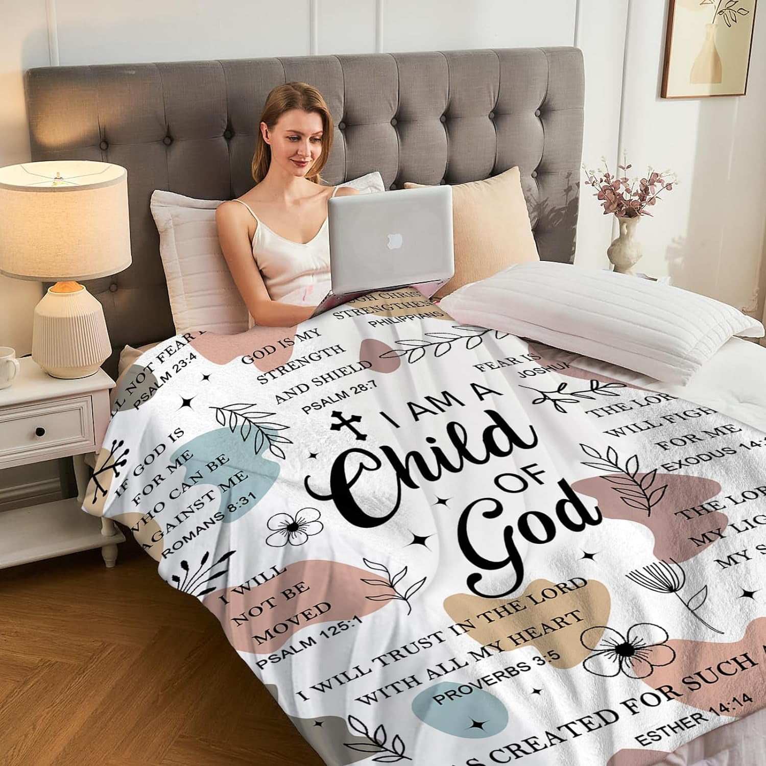 Christian Gifts for Women - I Am a Child of God Blanket, Faith Bible Religious Gifts, Secret Sister Gifts for Women Christian Inspirational Blankets Super Soft Flannel Throw Blanket 50"x60"