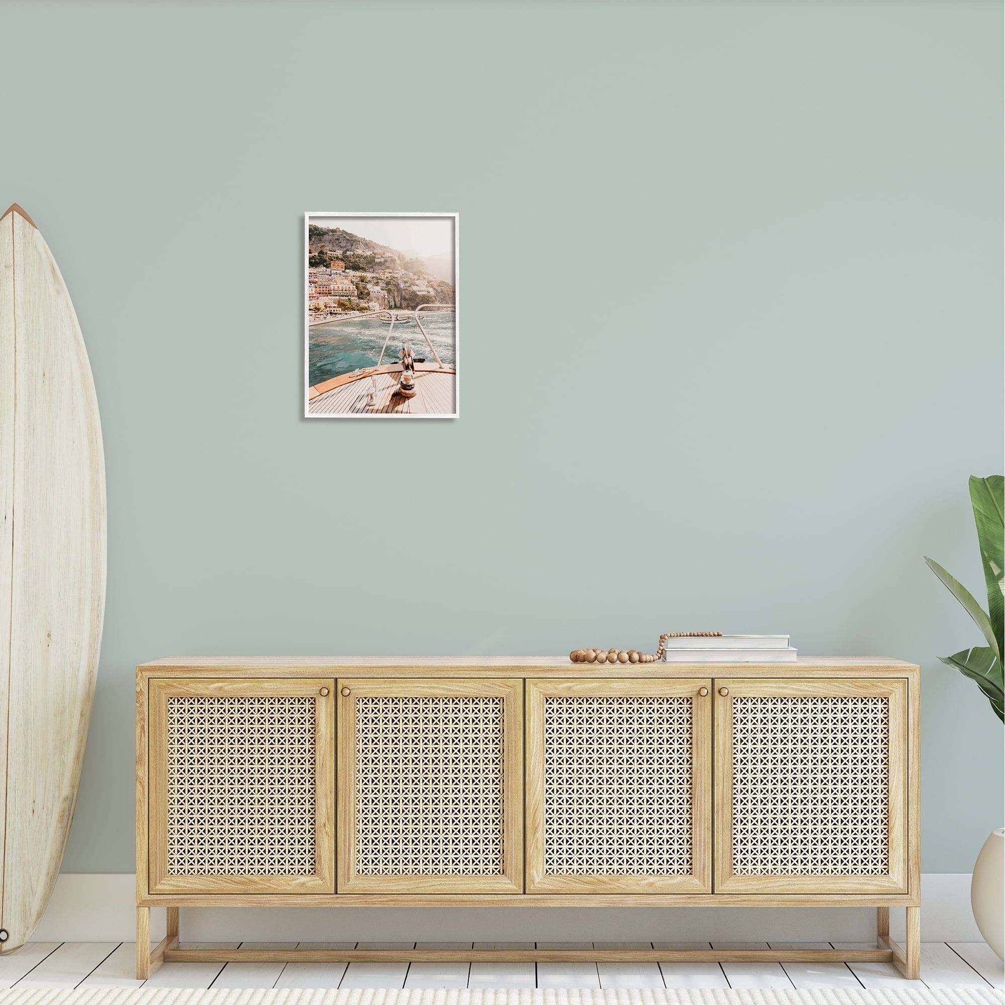 Stupell Boating Coastal Seaside Town Buildings Landscape Photography White Framed Art Print Wall Art