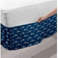 thumbnail image 2 of Animals Bed Skirt, Ocean Theme Nautical Patterns with Fish Silhouettes Ethnic Repetition, Elastic Bedskirt Dust Ruffle Wrap Around for Bedding Decor, 4 Sizes, Dark Blue and Eggshell, by Ambesonne, 2 of 2