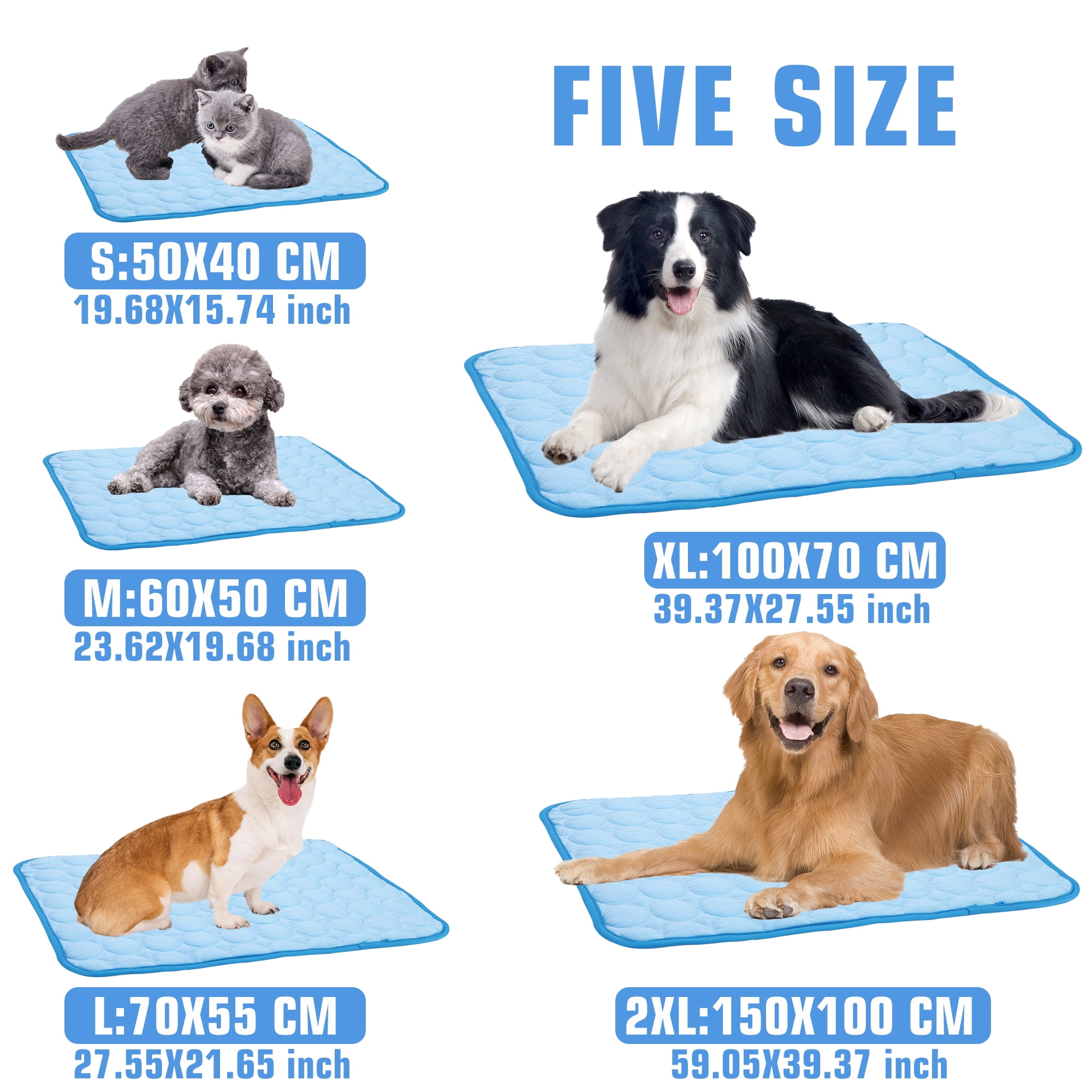 LELINTA Pets Cold Mat, Chilly Mat Pet Dog Cat Soft Summer Bed Fiber Mats Chilly Pad Cold Fabric Indoor Cushion Waterproof Pad Blue/Coffee (S/M/L/XL/2XL)