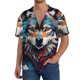 thumbnail image 1 of Fotbe Tie-Dye Wolf Head Camisa Estampada de Manga Corta para Hombre, Casual de Verano, Estilo Playero, Sin Arrugas-4X-Large, 1 of 5