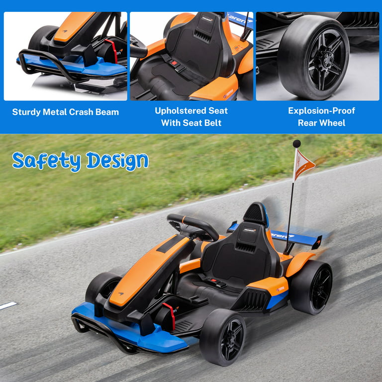 Go Kart eléctrico de 24 V con batería de vehículo eléctrico de carreras  para niños de 6 a 15 años, compatible con McLaren Kids Go Kart, Bluetooth