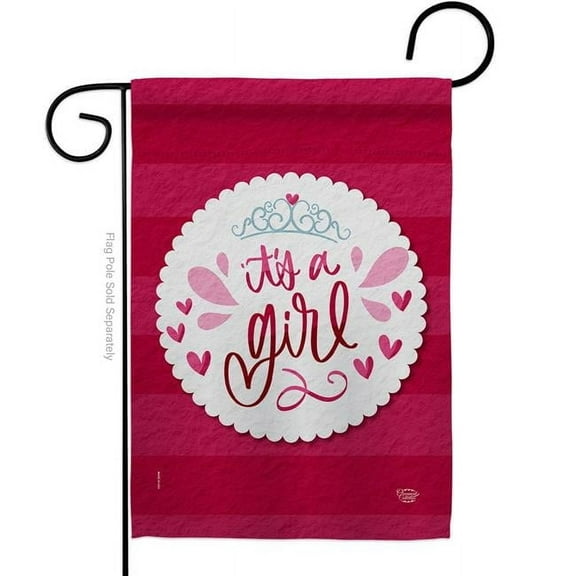 Ornament Collection G192438-BO Its a Girl Celebration New Born Double-Sided Decorative Garden Flag, Multi Color