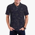 thumbnail image 5 of Yiaed Copper-Gold Gloss Outline Rose1Print Men's Short Sleeve Polo Shirt,Golf Polo for Men Three-Button Golf Shirt Athletic Casual Collared T-Shirt- X-Large, 5 of 7