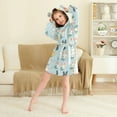 thumbnail image 4 of FORMRS Niños Bathrobe Unisex Hooded Robe Soft Plush Pajamas Sleepwear, Size 2-3T, Green Cute Rabbits, 4 of 7