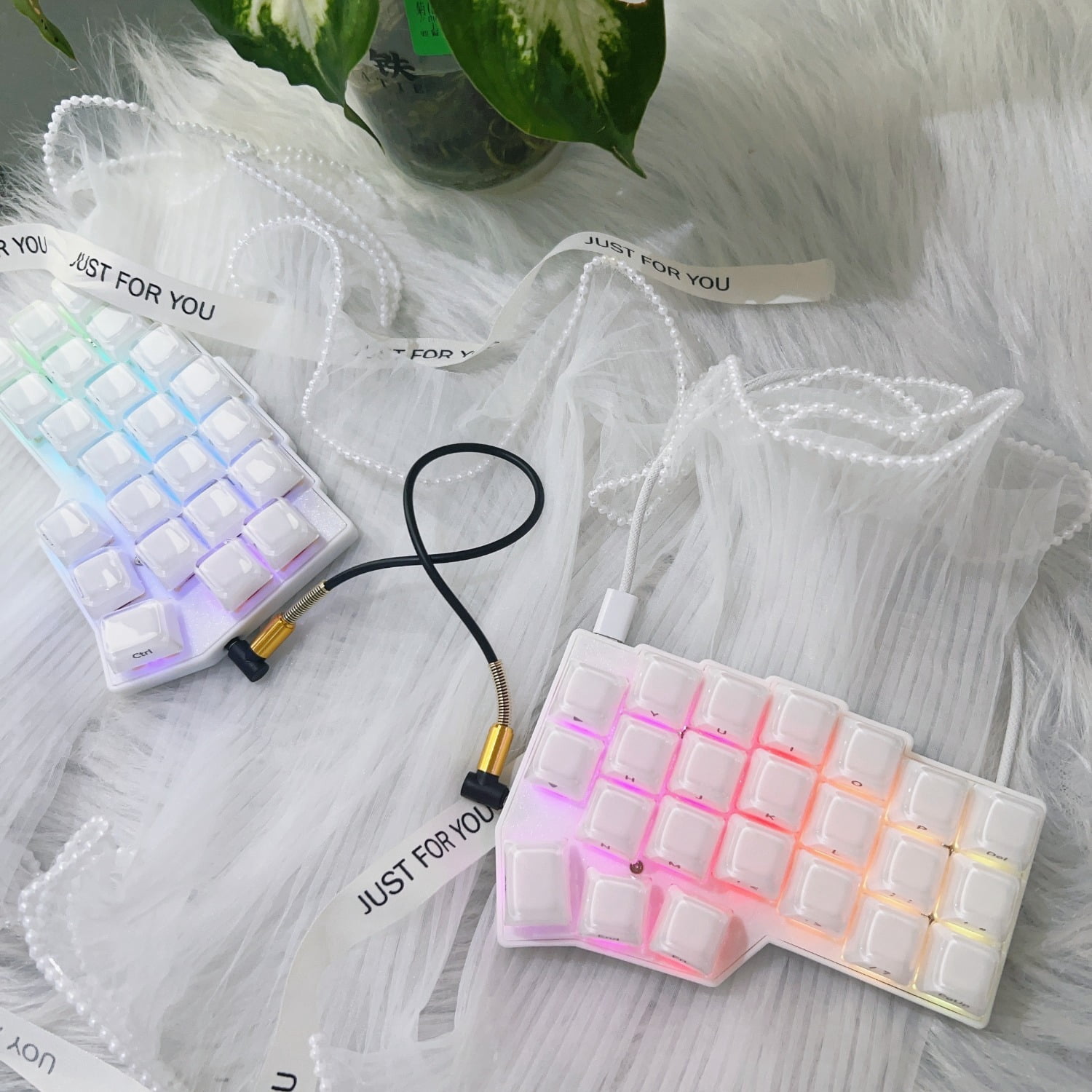 CORNE V4 Split Ergonomic Mechanical Keyboard with Jelly Keycaps, 40% 46 Keys Hot-Swappable QMK/VIAL Programmable RGB Gaming Keyboard Kit