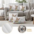 thumbnail image 6 of Easter Rabbit Pillow Covers 2 Pack Spring Floral Purple Blue Pink Green Eggs Pillowcase Waterproof Outdoor Throw Pillow Cover for Patio Balcony Rectangular Cushion 20”x12”, 6 of 9
