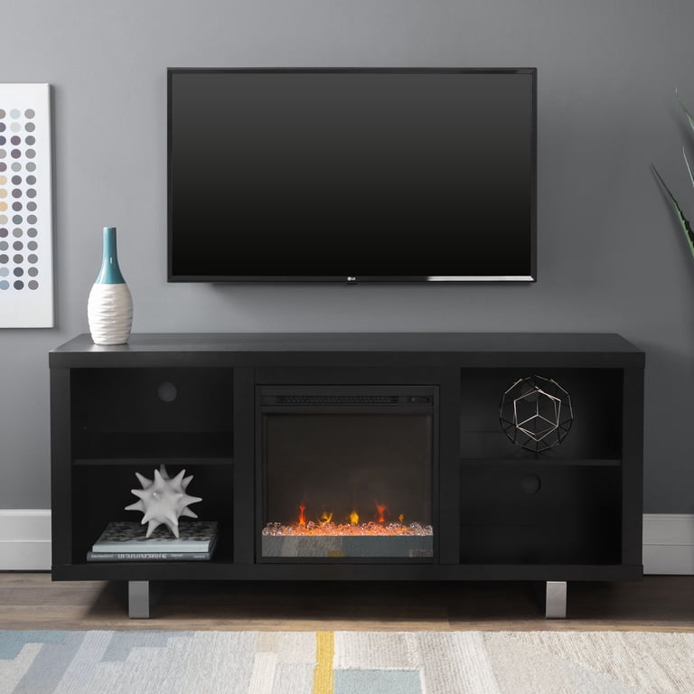 Manor Park Modern Fireplace TV Stand for TVs up to 64, Black - Walmart.com