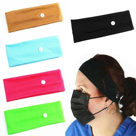 

SunSunrise Unisex Solid Color Sports Elastic Button Hair Band Yoga Gym Headband Sweatband