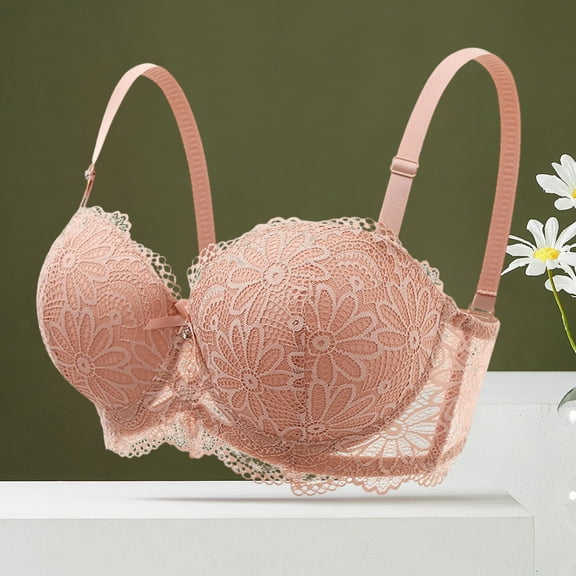 VISALY Push Up Bra Lace Bras Womens Cut Bra Underwear Bralette Crop Top Female Bra Brassiere Bra Thin Cup Bra Unpadded Bra Wireless Bras Strapless Bras For Women Plus Size Bras For Women Beige 80